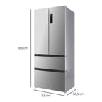 Cecotec Réfrigérateur Porte Française de 4 Portes Semi-Intégrable 458L Total No Frost Bolero CoolMarket F2D 458 SBI Inox E, Hauteur 189 cm et 83 cm La